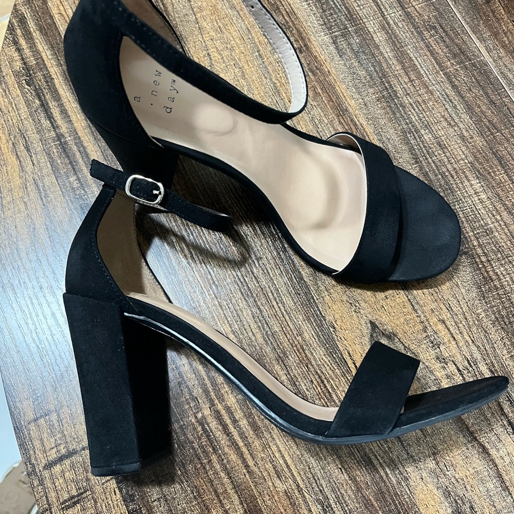 A New Day Black Suede Block Heels